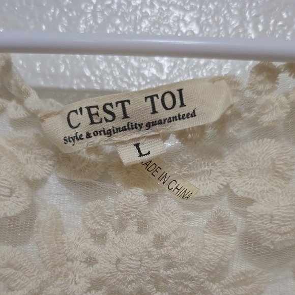 Embellished Cream Cropped Blouse with Ruffles - Picture 2 of 4